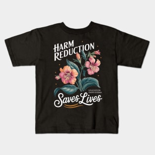 Flower Harm Reduction Saves Lives Overdose Awareness Kids T-Shirt